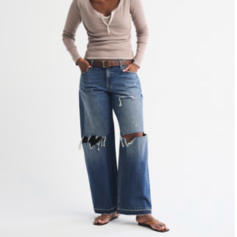 Abercrombie & Fitch Curve Love Low Rise Ultra Loose Jean, Size 33